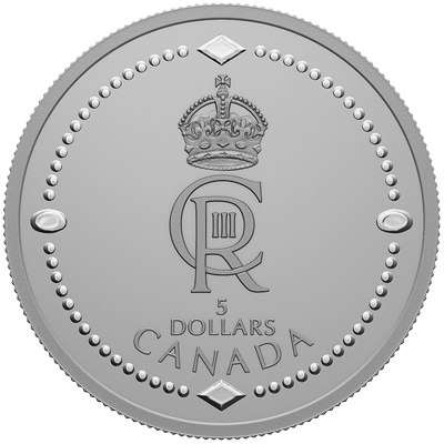 A picture of a 2023 $5 Fine Silver Coin - His Majesty King Charles III's Royal Cypher
